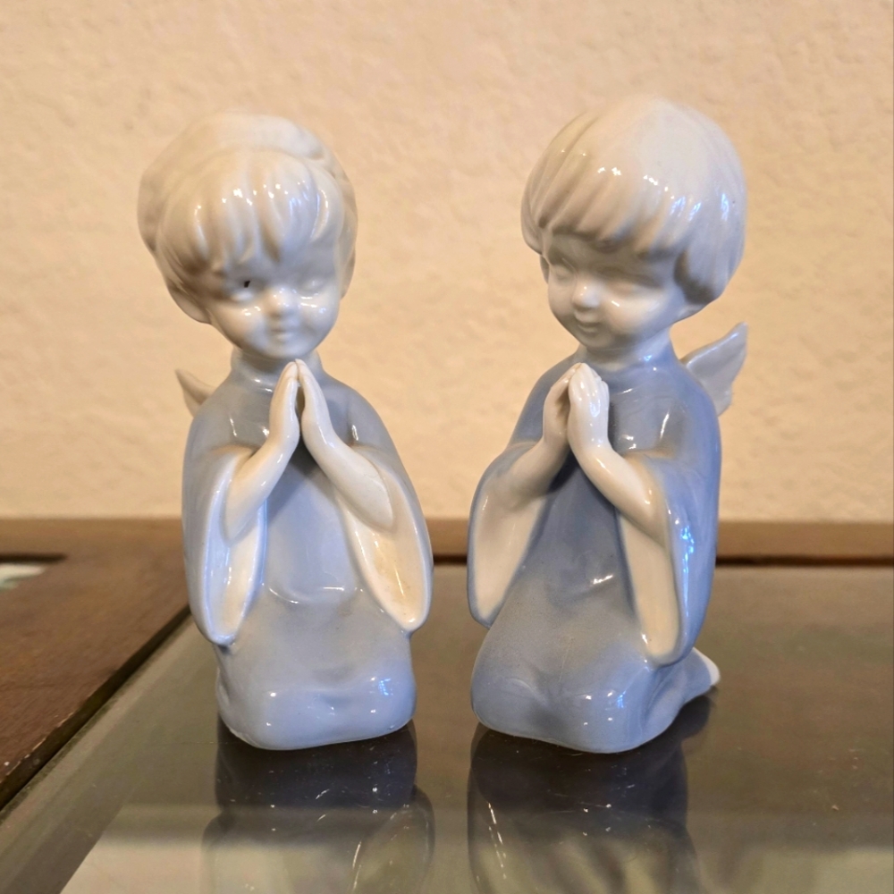 Japanese Lefton porcelain praying angel figurines